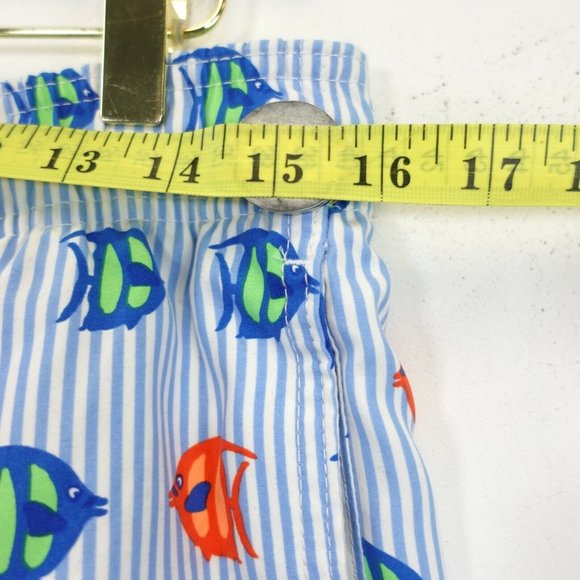 Abercrombie Fitch Men Board Short Medium Blue Striped Beach Summer Nautical Fish - Picture 4 of 9